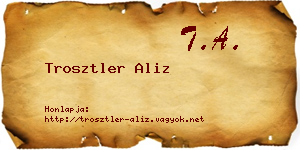 Trosztler Aliz névjegykártya